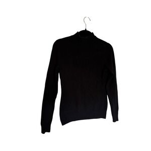 Prive Cashmere Black Mock Neck Sweater Womens Small 100% Cashmere Knit Top